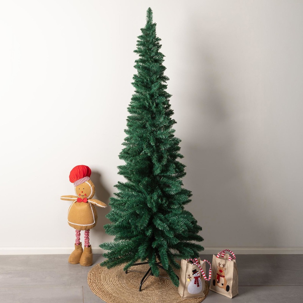 [18286] Schmaler künstlicher Weihnachtsbaum 180 cm mit Metallständer grün